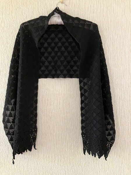 値下げ！　ハンドメイド　黒レース　ショール