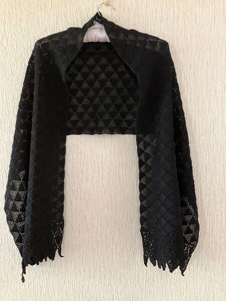 ハンドメイド 黒レース ショール