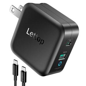 Lettop PD 充電器 65W TypeC 急速充電器 折り畳み式 ブラック