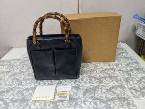 【中古】大阪引取歓迎　グッチ　GUCCI　ハンドバッグ　バンブー　レザー　黒　ツーポケット　ハンドバッグ　革カバン　イタリア【KTEN047】