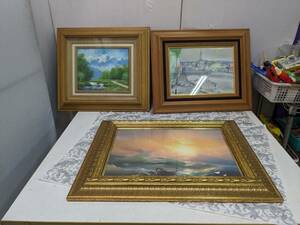 【中古】大阪引取歓迎　風景絵画　額装品　3点　工藤昭重　ロシア　イヴァンコンスターチノヴィッチアイヴァゾフスキー【KTE2F080】