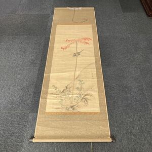 【模写】掛軸 紙本 花鳥 書 箱無 同梱可能 No.3966