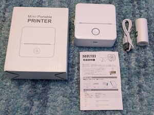 0604u2420　モバイル プリンター スマホ対応 Bluetooth接続 サーマルプリンター ポケットサイズ 写真印刷 ホワイト