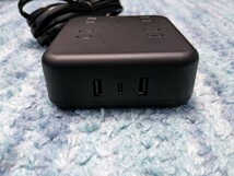 0605u1531　エレコム 電源タップ 雷ガード 3m 4個口 USB 32W [ USB-A 2ポート/ USB-C 1ポート ] 卓上タップ 充電器 ブラック ECT-25430BK_画像3