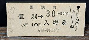 B (3) 併用入場券 登別30円券 2078