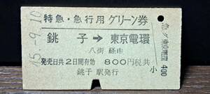 (4) A 特急急行グリーン券 銚子→東京電環 【裏落ち】2490
