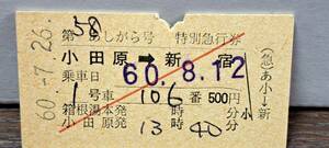 A 【即決】(4) 小田急電鉄あしがら58号(列車名印刷) 小田原→新宿(下北沢発行) 8455