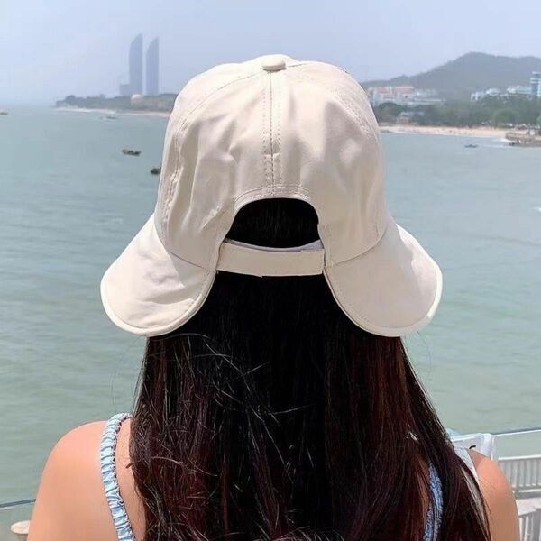 レディース 帽子 小顔効果 UVカット 日焼け防止 紫外線対策 ホワイト