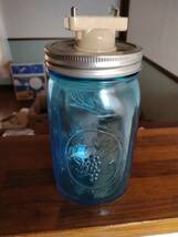 即決500円　Mason Jar メイソン　ジャー　ワイドマウス　青　照明　シーリングライト　01_画像1