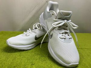 ◆GE22 レディーススニーカー ナイキ 24.5cm ホワイト＆メタルシルバー NIKE RUNNING 軽量 クッションシューズ◆T