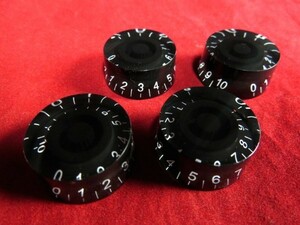 ★Speed knob／スピードノブ Black/ブラック/黒◆コントロール・ノブ ４個SET ミリサイズ／Gibson レスポールなどに