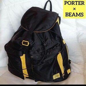 【美品】 ポーター ビームス 35周年 記念モデル リュック 黒 黄色 PORTER バックパック タンカー リュックサック 