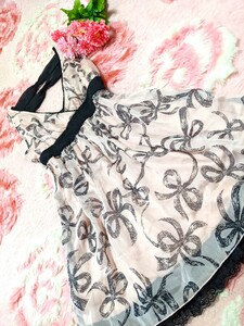 CECIL Mc BEE* pink × black * ribbon...flifli* floral print race frill * dress * One-piece 