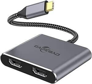 USB C HDMI 変換アダプタ 4K@60Hz 2-in-1 USB Type C デュアル HDMI ハブ 1080P Ma