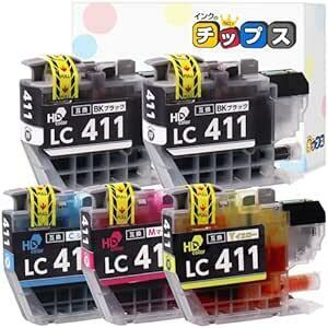 【インクのチップス】 ブラザー ( brother ) 用 LC411 4色セット + ブラック1本 互換インクカートリッジ 対応