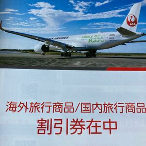 日本航空 JAL 株主優待冊子 　・海外旅行商品割引券２枚 　　　旅行代金2〜7%割引 　・国内旅行商品割引券２枚 　　　旅行代金2%割引