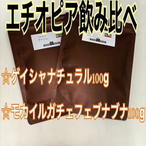 エチオピア コーヒー飲み比べ ゲイシャナチュラル 100g モカイルガチェフェＧ１　ブナブナ 100g フルーティー 自家焙煎