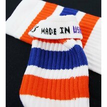 SkaterSocks ロングソックス 靴下 ソックス スケボー Knee high White tube socks with Orange-Royal Blue stripes style 1 (25インチ)_画像3