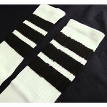 SkaterSocks キッズ 子供 ロングソックス 靴下 ソックス スケボー Kids Black tube socks with White stripes style 1 (14インチ)_画像2