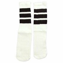 SkaterSocks キッズ 子供 ロングソックス 靴下 ソックス スケボー Kids Black tube socks with White stripes style 1 (14インチ)_画像1