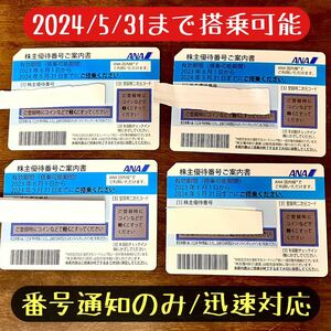 ANA全日空株主優待券 4枚セット★即決で500円★番号通知のみ 【有効期間2024年5月31日まで】迅速に通知します。