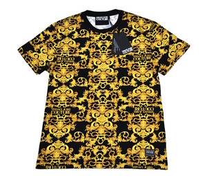 【新品】送料無料 ヴェルサーチ 圧巻/王道 VERSACE JEANS COUTURE 高級ラグジュアリーTシャツ XLサイズ 半袖 総柄ロゴ付き 重ね着にも 8958