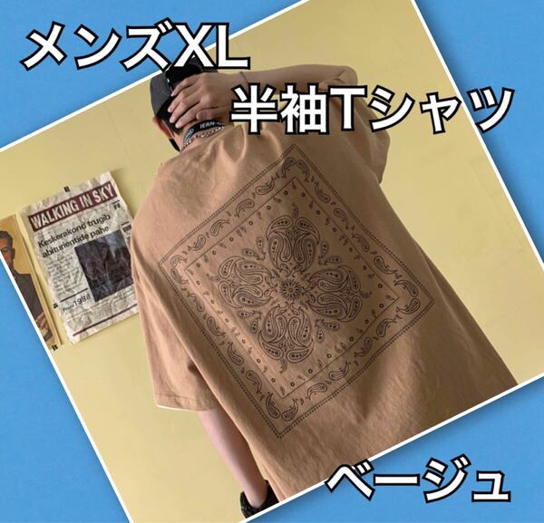 メンズ XL ビッグシルエット ペイズリー 半袖 Tシャツ ストリート アメカジ