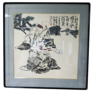 真作保証 中国画家 厳其昌 ＜白菜青塩子飯＞肉筆 墨彩画 大作 逸品 額付絵画 共箱 額装 中国 美術 油彩 水墨 水彩 0521