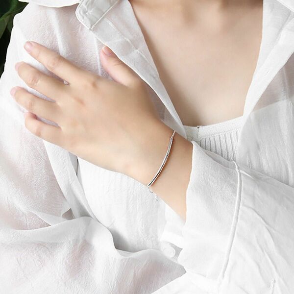 s925 round line plate bracelet ブレスレット