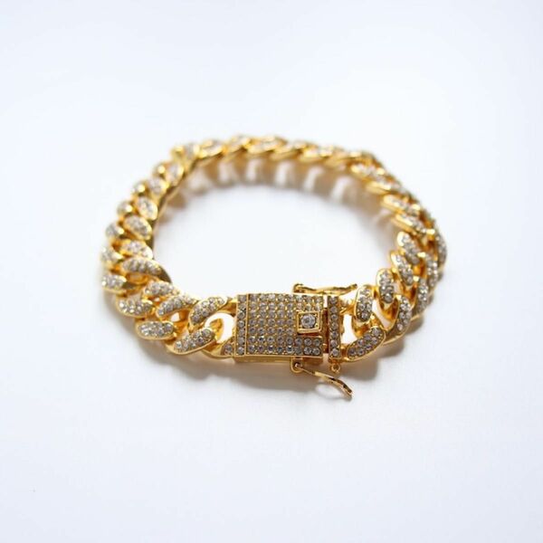 daiamondo nail chain bracelet gold
