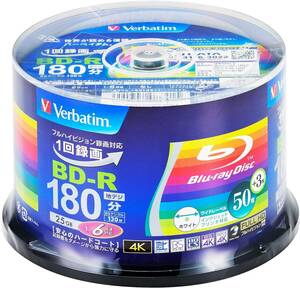 Verbatim バーベイタム 1回録画用 ブルーレイディスク BD-R 25GB 50枚+3枚増量パック インクジェットプリンタ