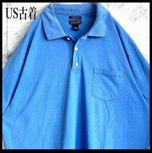 US古着 ポロシャツ ビッグサイズ 2XLサイズ ライトブルー 97 ゴルフウェア 半袖ポロシャツ トップス 半袖