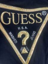 ゲス　GUESS Tシャツ トップス　カットソー　ブラック 半袖Tシャツ 丸首　コットン　ゴールド　黒　ブラック　ロンT ロックバンド 風_画像7