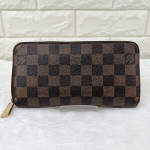 1円◆ジャンク品　LOUIS　VUITTON　ルイヴィトン　ダミエ　ジッピーウォレット　ファスナー壊れ　長財布　ラウンドファスナー　ブラウン