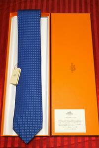 ..OK обычная цена 3.7 десять тысяч иен ^ с биркой не использовался товар Hermes галстук H рисунок CRAVATE FACONNEE H темно-синий (MARINE/BLEU)
