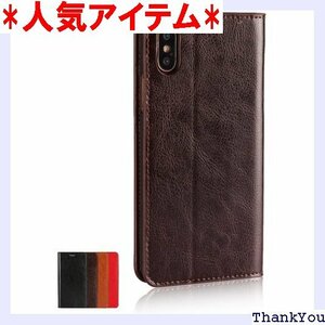 iPhone Xs ケース iPhone X ケース アイホンX カバー 手帳型 iP X 牛革 Brown 25