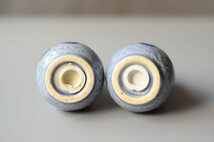 ドイツから ブルーのソルト&ペッパー スパイスポット 陶器 オブジェ 食器 アンティーク ヴィンテージ_ig3929_画像4