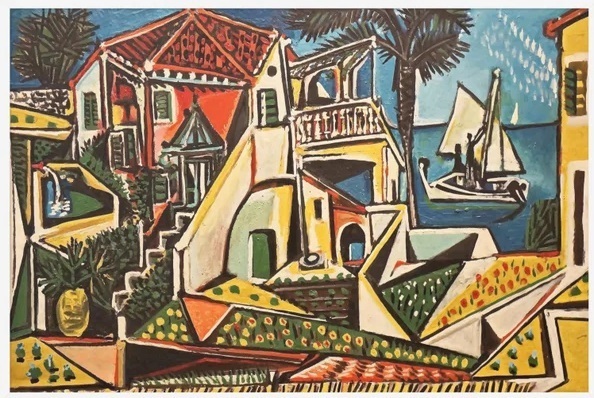 kb568 パブロ・ピカソ - 地中海の風景 (1952) - ファインアート プリントキャンバスポスター 35x50cm