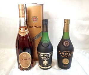 5282[M]◆未開栓古酒◆CAMUS/カミュ/NAPOLEON/EXTRA/VSOP de LUXE ONE LITRE/COGNAC/コニャック/ブランデー/箱付き含む まとめて 3本