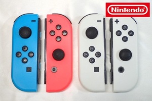 5064[M]◆任天堂 Nintendo◆Switch/純正品/Joy-Con/ジョイコン/ホワイト/ネオンレッド/ネオンブルー/まとめて (L)(R)2点セット