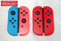 5143[M]◆任天堂 Nintendo◆Switch/純正品/Joy-Con/ジョイコン/マリオレッド/ネオンレッド/ネオンブルー/まとめて (L)(R)2点セット_画像1