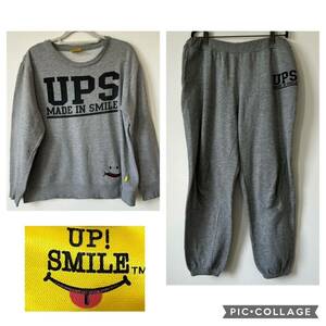 U■UP!SMILE アップスマイル メンズ スウェット セットアップ L Lサイズ グレー ジャージ 裏起毛 上下セット トレーナー パンツ 