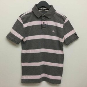  Burberry Black Label BMV35-427-06 border pattern polo-shirt with short sleeves hose embroidery polo-shirt polo-shirt 2 ash / gray X peach / pink 