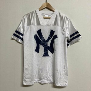 ＵＳフルギ Majestic ニューヨークヤンキース Vネック メッシュ ユニフォームTシャツ Tシャツ Tシャツ M 白 / ホワイト ロゴ、文字