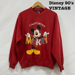 ヴィンテージ Disney ディズニー 90's ミッキー MICKEY プリント キャラクター USA製 M トレーナー トレーナー M 赤 / レッド