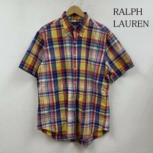 ラルフローレン 半袖 シャツ ブラウス Shirt デザインシャツ 胸ポケット ボタン チェック ホースロゴ 刺繍 L