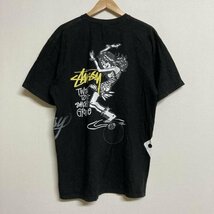 ステューシー コットン ロゴ イラスト プリント 半袖 Tシャツ Tシャツ Tシャツ L 黒 / ブラック ロゴ、文字 X プリント_画像3