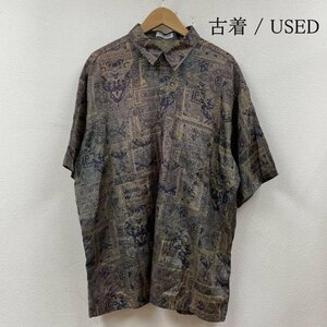 古着 半袖 シャツ ブラウス Shirt デザインシャツ 胸ポケット ボタン 90s vintage 総柄 プリント シャツ、ブラウス シャツ、ブラウス