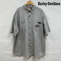 ハーレーダビッドソン Harley-Davidson ワークシャツ ワッペン ストライプ ビッグサイズ 2XL シャツ、ブラウス シャツ、ブラウス XXL_画像1