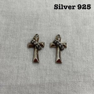 シルバー （９２５） Silver925 ペンダントトップ チャーム 十字架 クロス 骸骨 スカル 2個セット アクセサリー アクセサリー - スカル